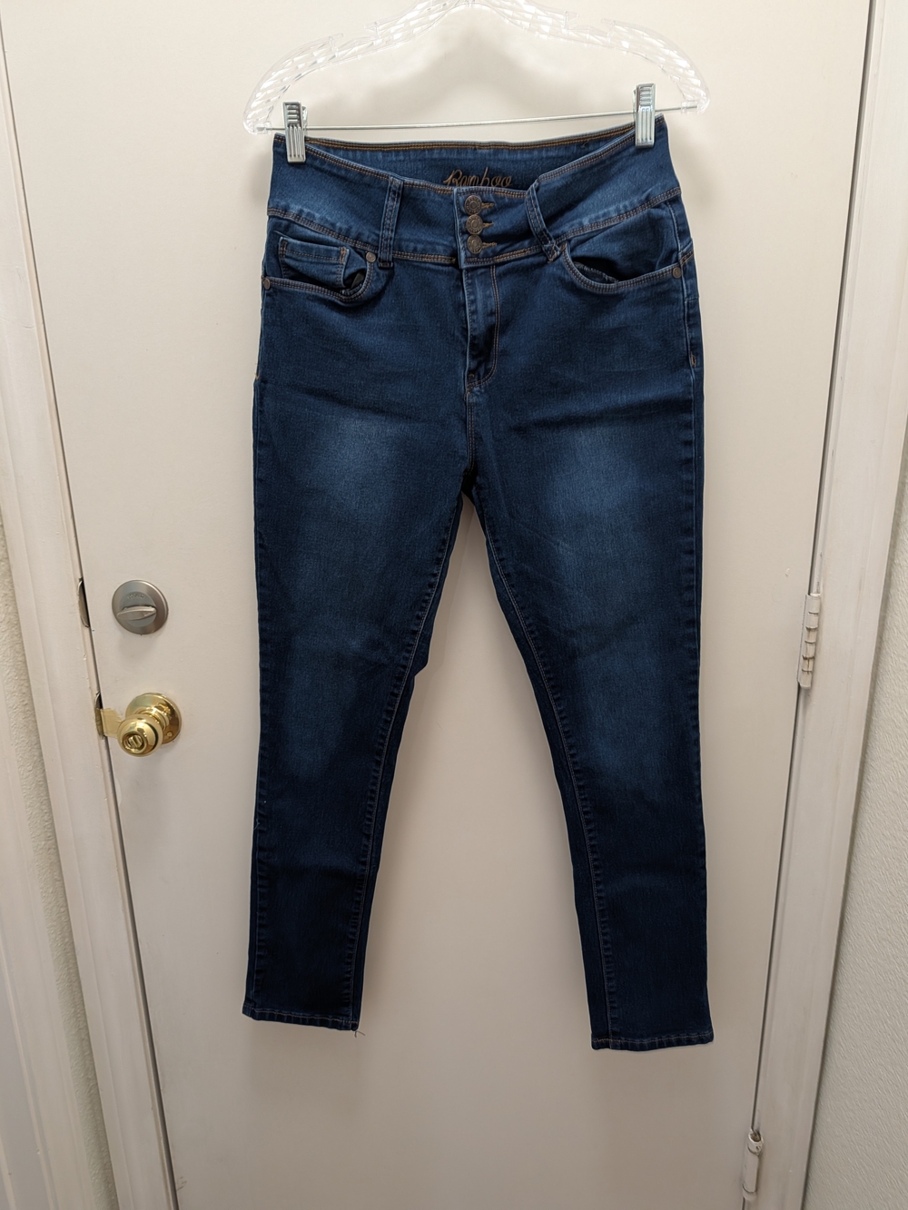 Dark Blue High-Rise Skinny Jeans Flex Waist Size 15